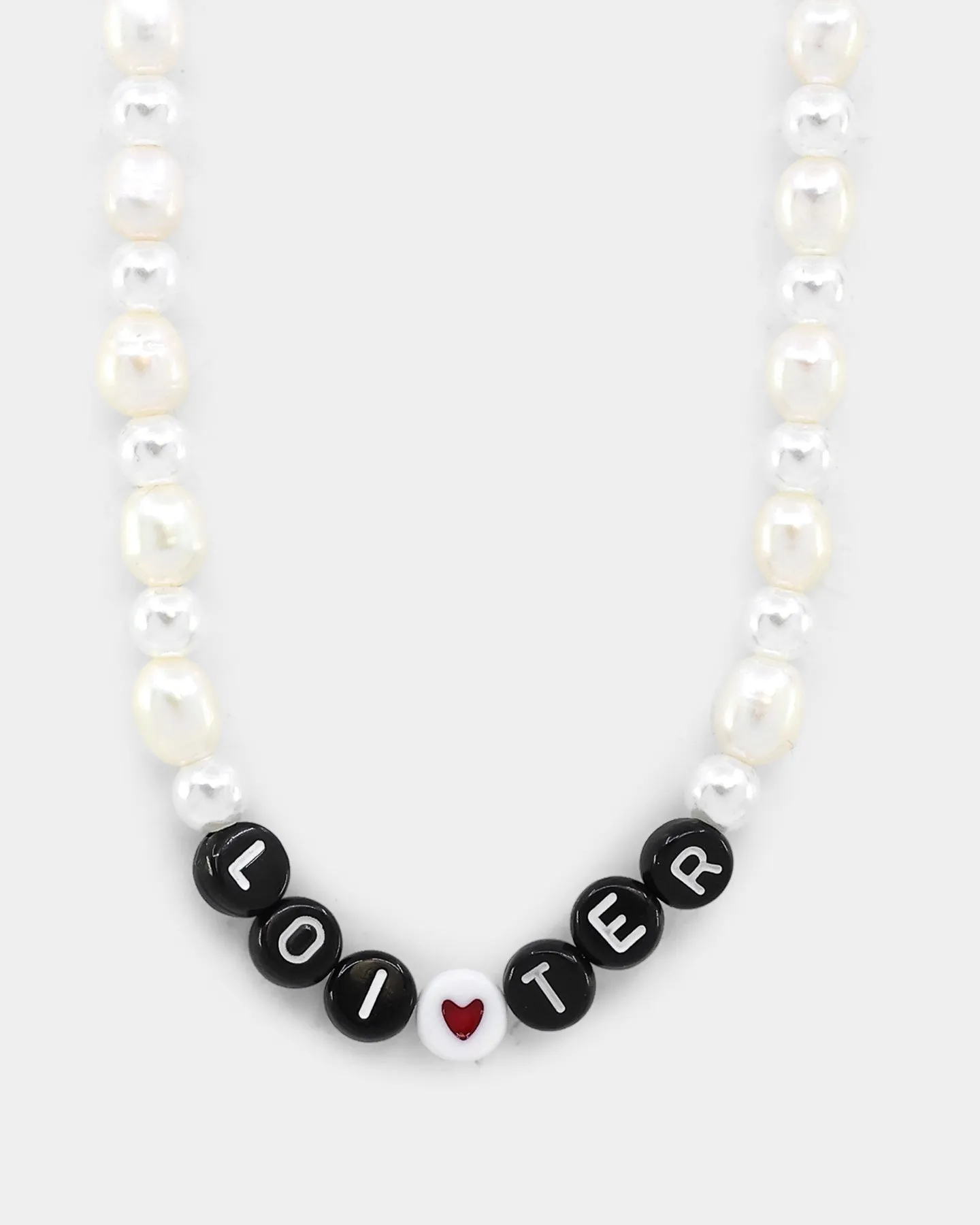 Loiter Beaded Pearl Necklace White/Black