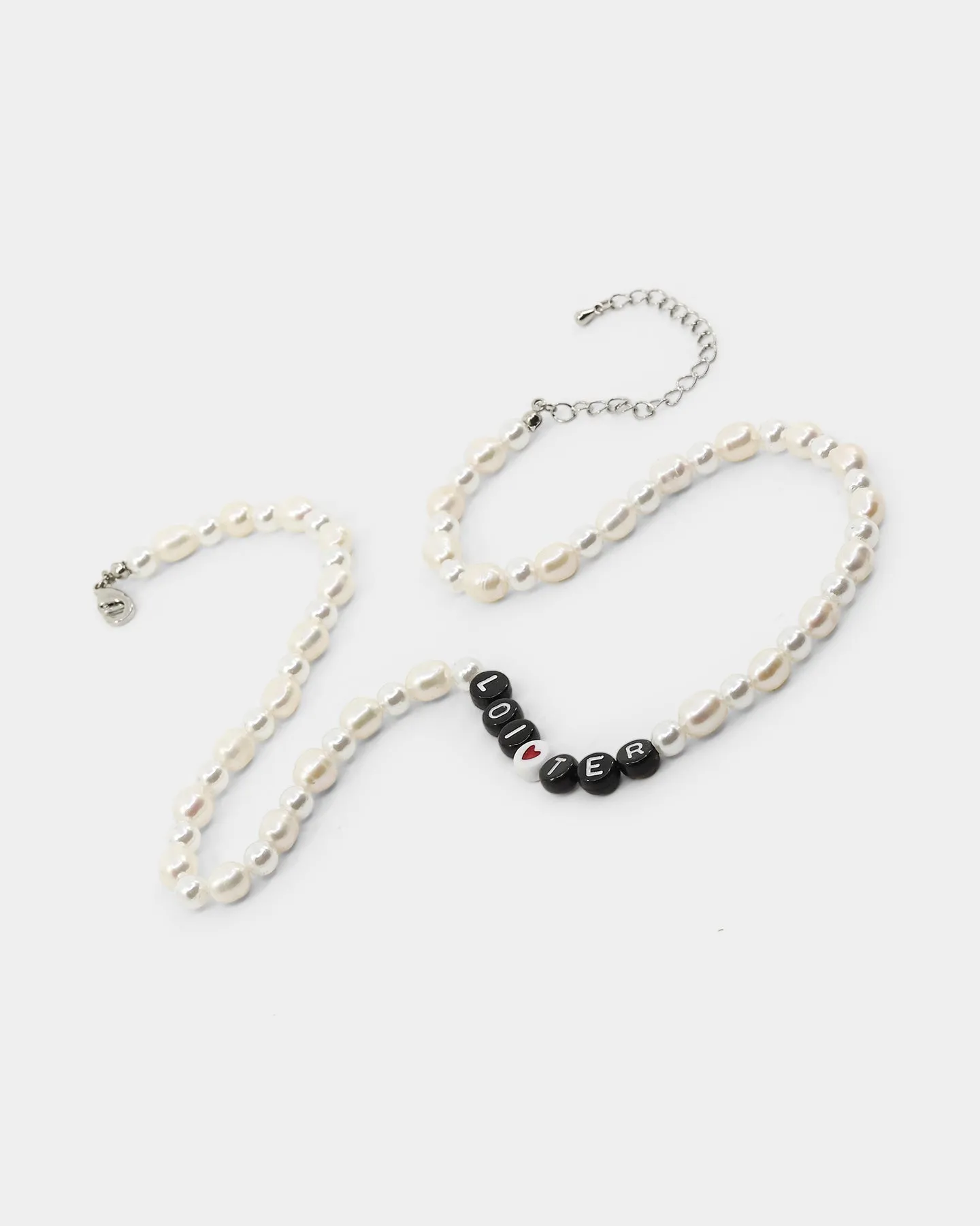 Loiter Beaded Pearl Necklace White/Black