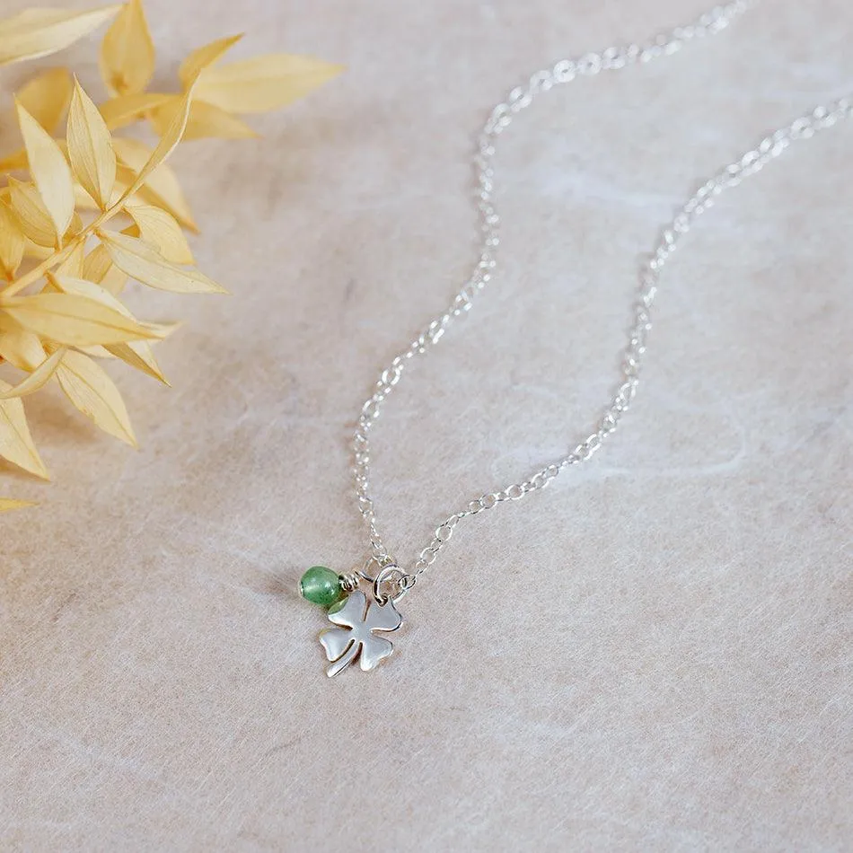 Lucky Aventurine Four Leaf Clover Necklace