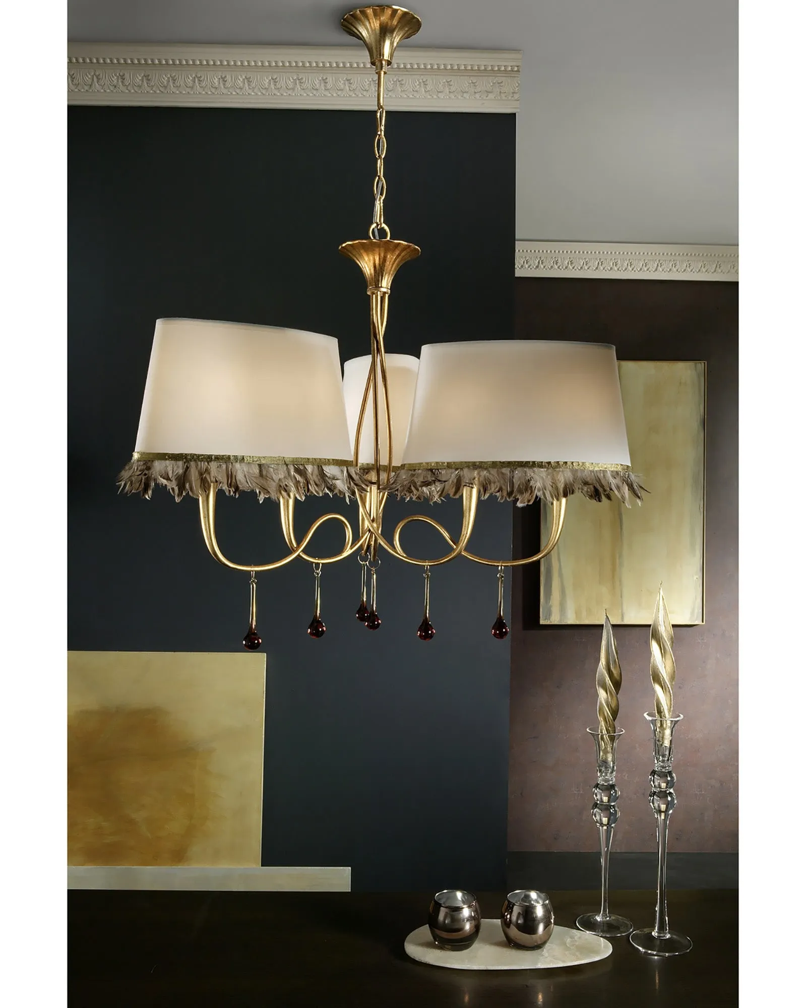 Mantra M0540 Paola Pendant 6 Light Gold Leaf