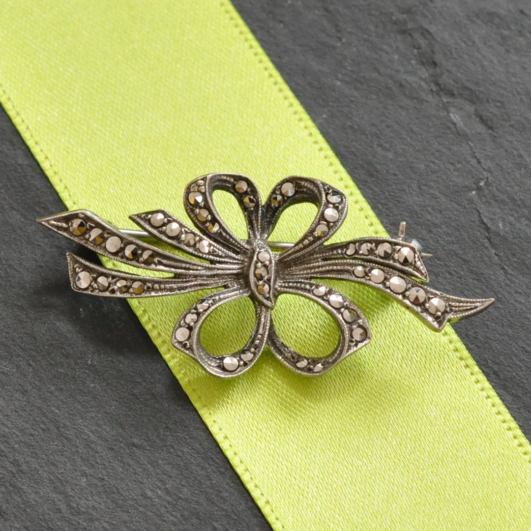 Marcasite Bow Brooch