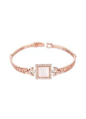 Micro Pave Zirconia Square with Cat's Eye, Rose Gold, Rose Gold Plated Bracelet