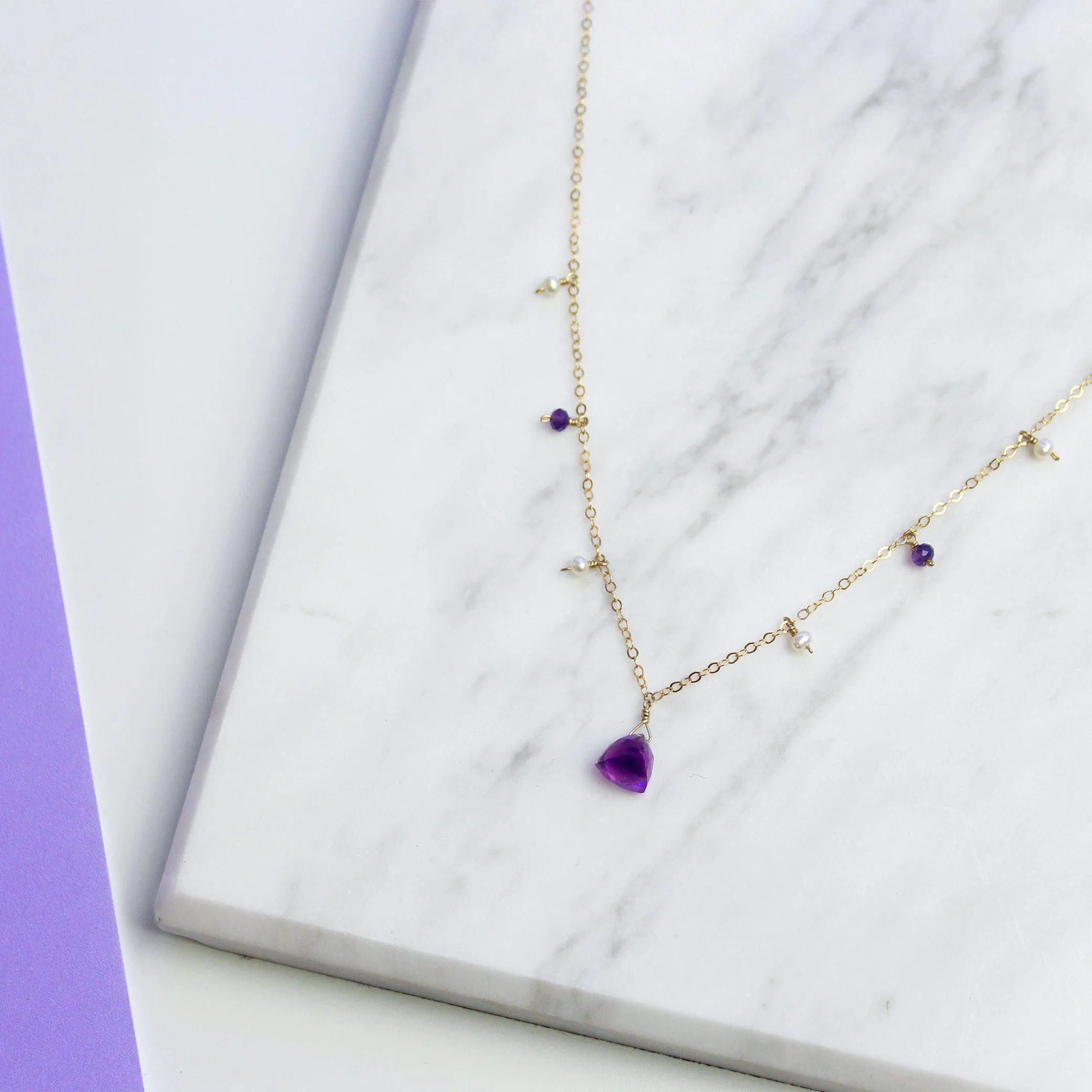 MiniDot Necklace: Amethyst Gem