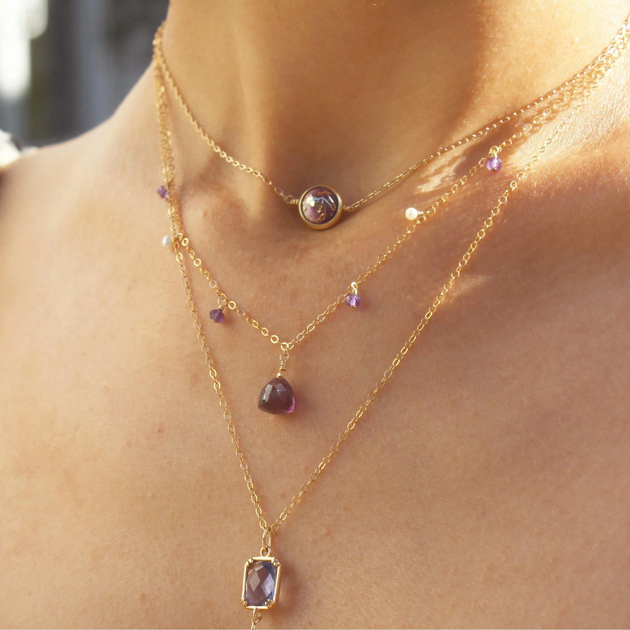 MiniDot Necklace: Amethyst Gem