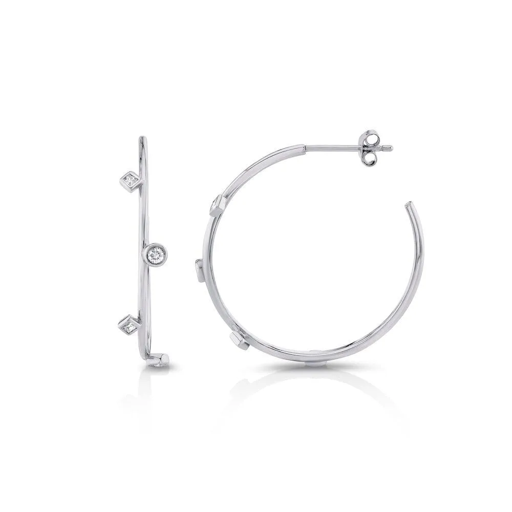 Mixed Shape Bezel Hoops