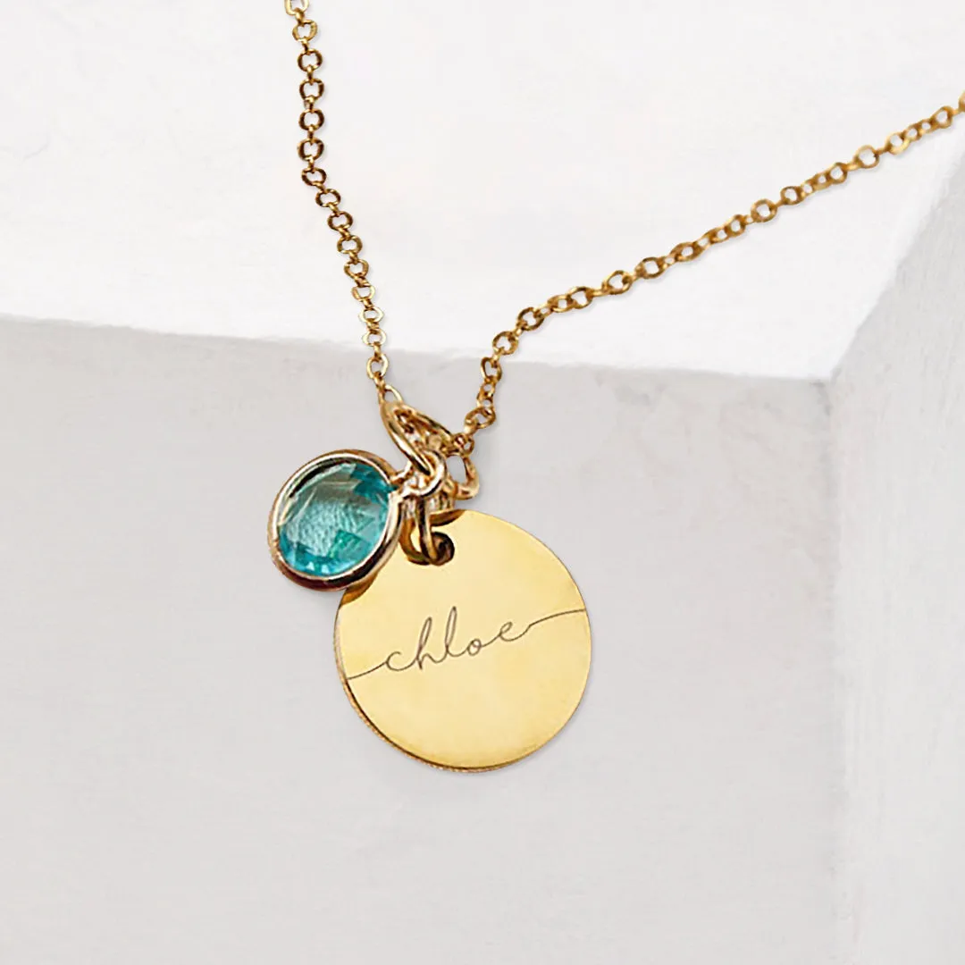 Monogram Script Birthstone Necklace