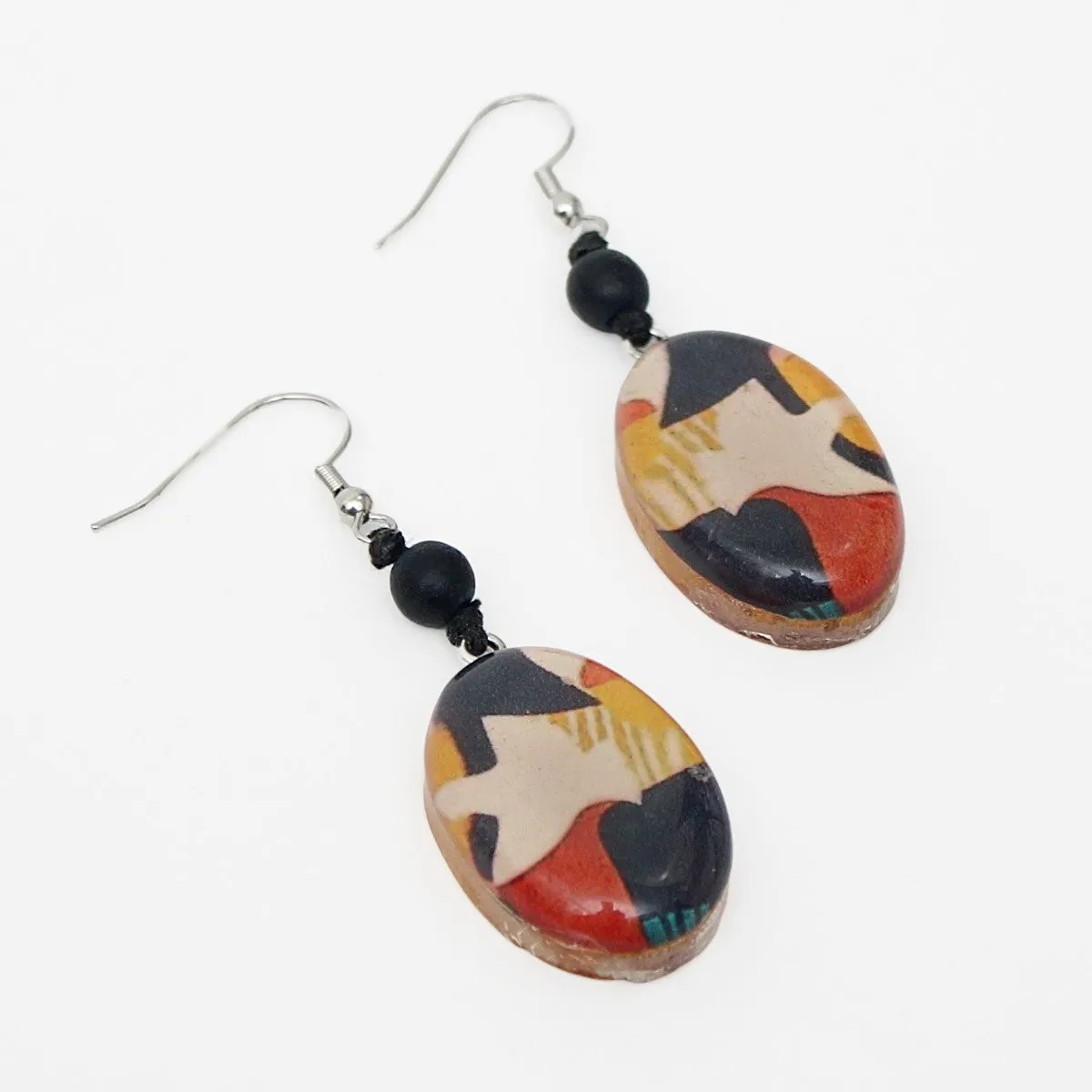 Multi Color Bird Print Earrings