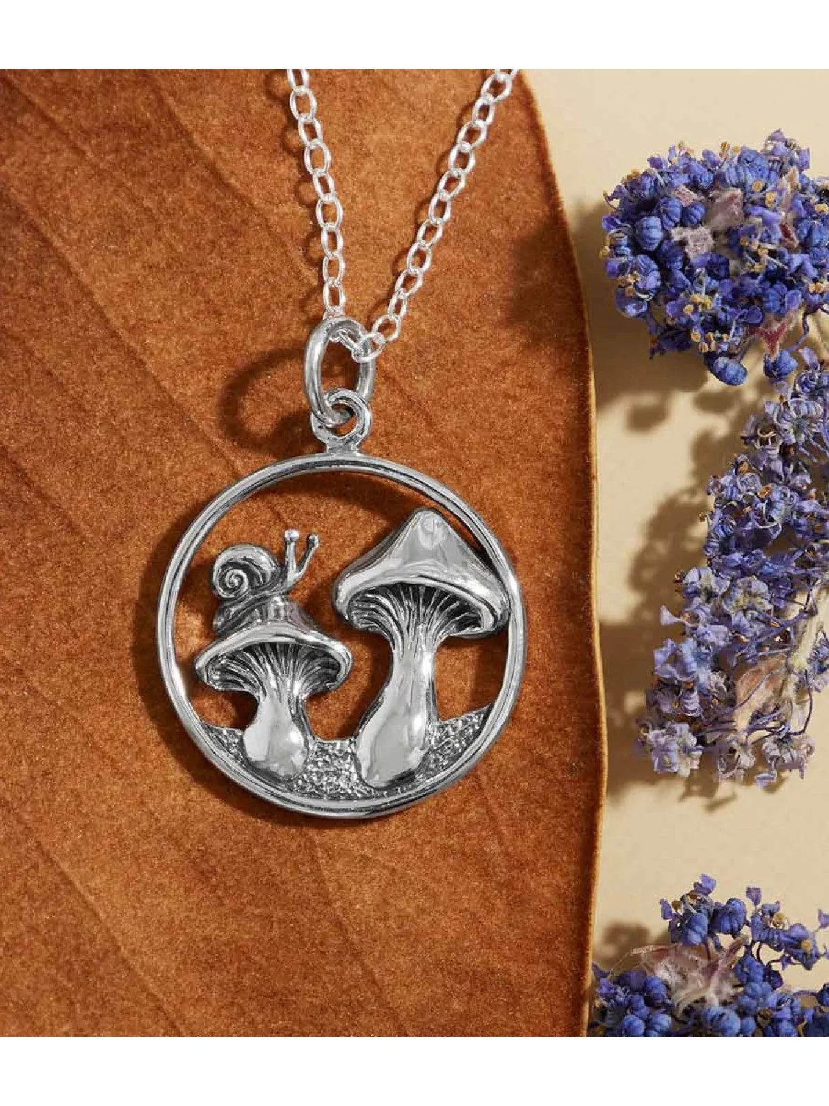 Mushrooms & Snail Necklace