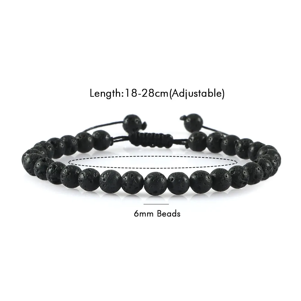 Natural Volcanic Rock Stone Men Bracelets Reiki 7 Chakra Healing Beads Bracelet Black Lava Stretch Elephant Mala Buddha Bangles