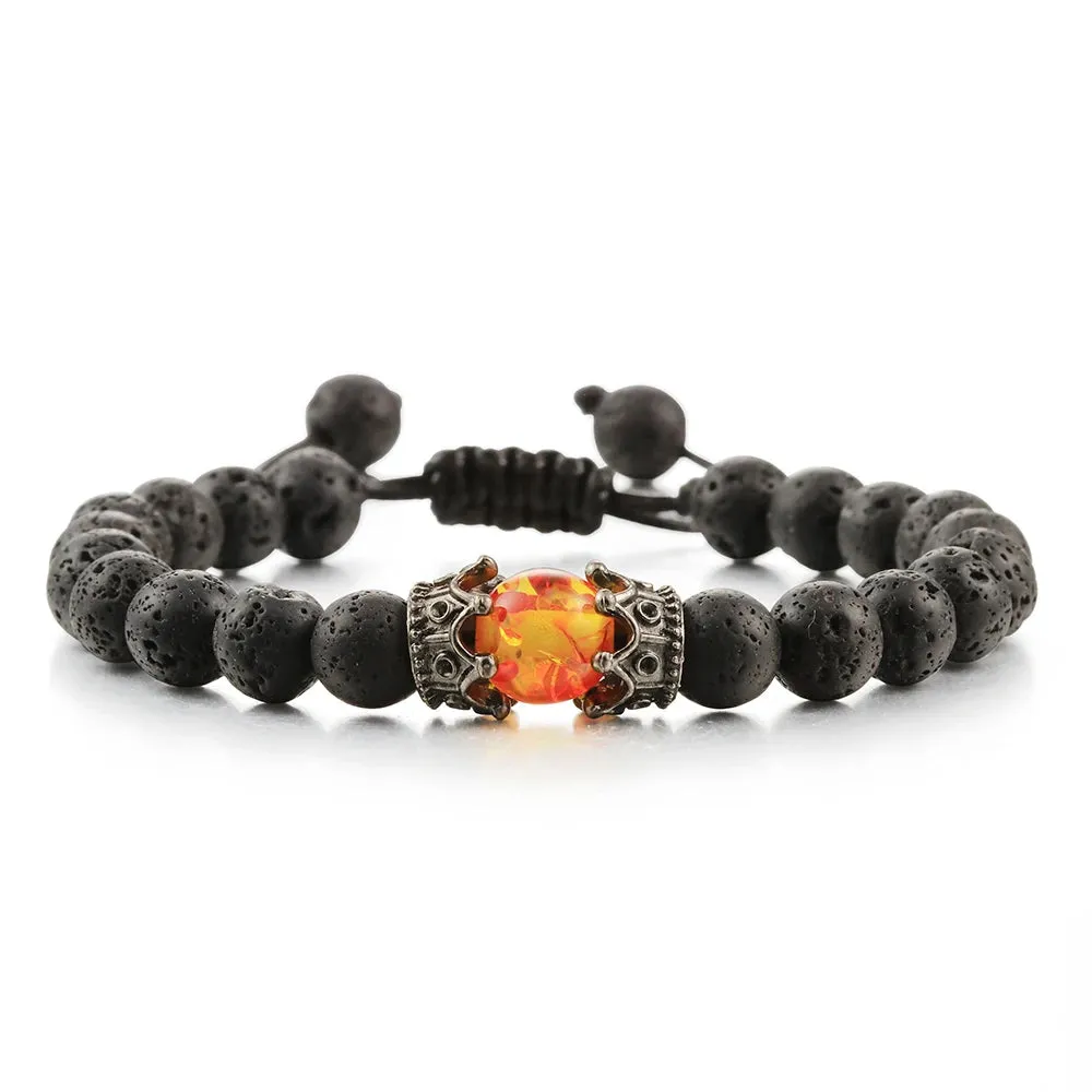 Natural Volcanic Rock Stone Men Bracelets Reiki 7 Chakra Healing Beads Bracelet Black Lava Stretch Elephant Mala Buddha Bangles