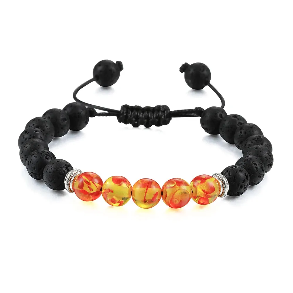 Natural Volcanic Rock Stone Men Bracelets Reiki 7 Chakra Healing Beads Bracelet Black Lava Stretch Elephant Mala Buddha Bangles