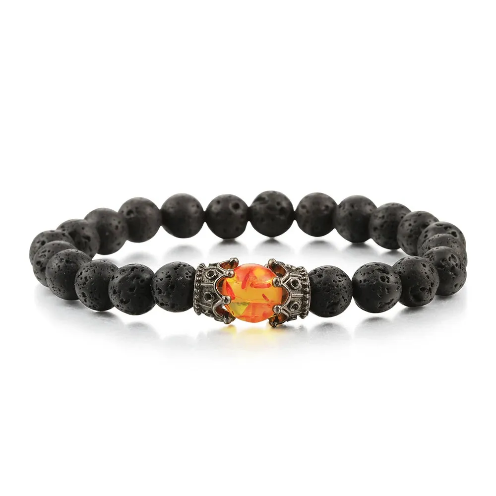 Natural Volcanic Rock Stone Men Bracelets Reiki 7 Chakra Healing Beads Bracelet Black Lava Stretch Elephant Mala Buddha Bangles