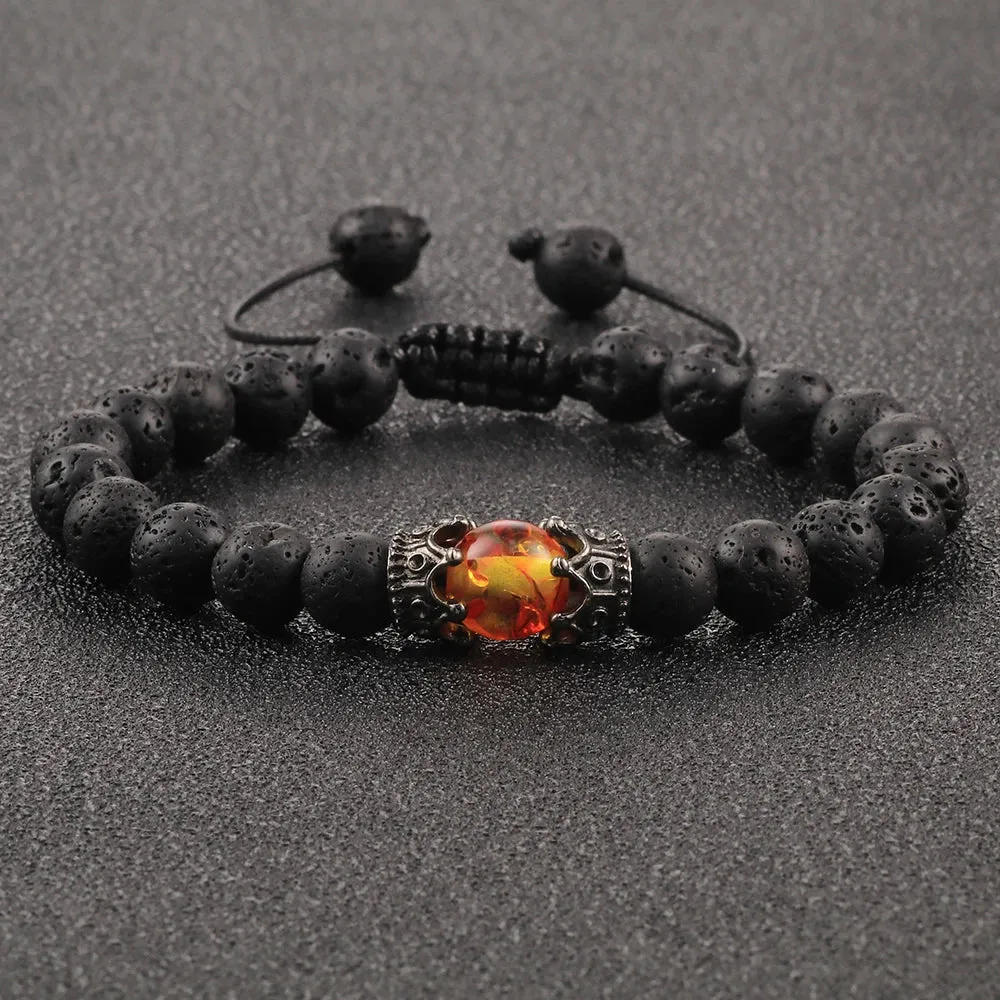 Natural Volcanic Rock Stone Men Bracelets Reiki 7 Chakra Healing Beads Bracelet Black Lava Stretch Elephant Mala Buddha Bangles