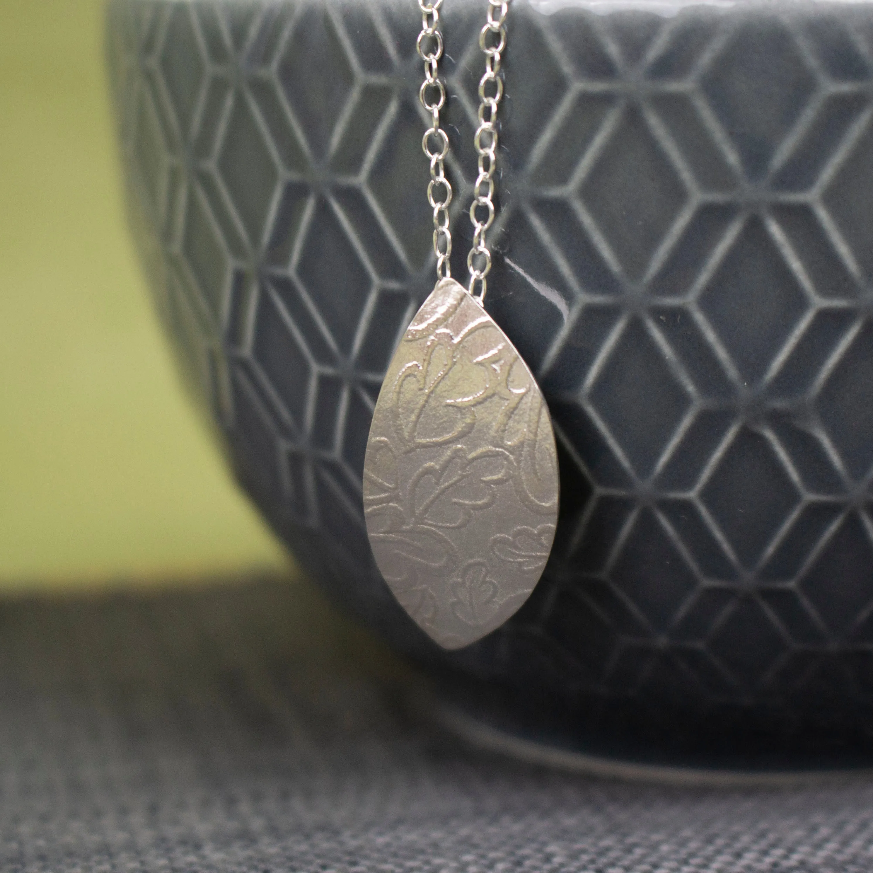 Oak Petal Silver Pendant