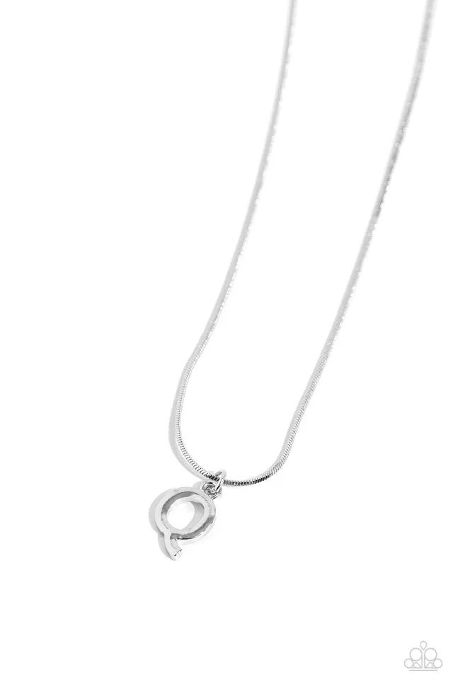 Paparazzi Necklace ~ Seize the Initial - Silver - Q