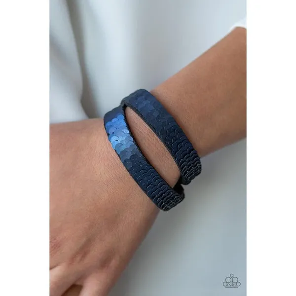 Paparazzi Under The SEQUINS - Blue  Double Wrap Bracelet