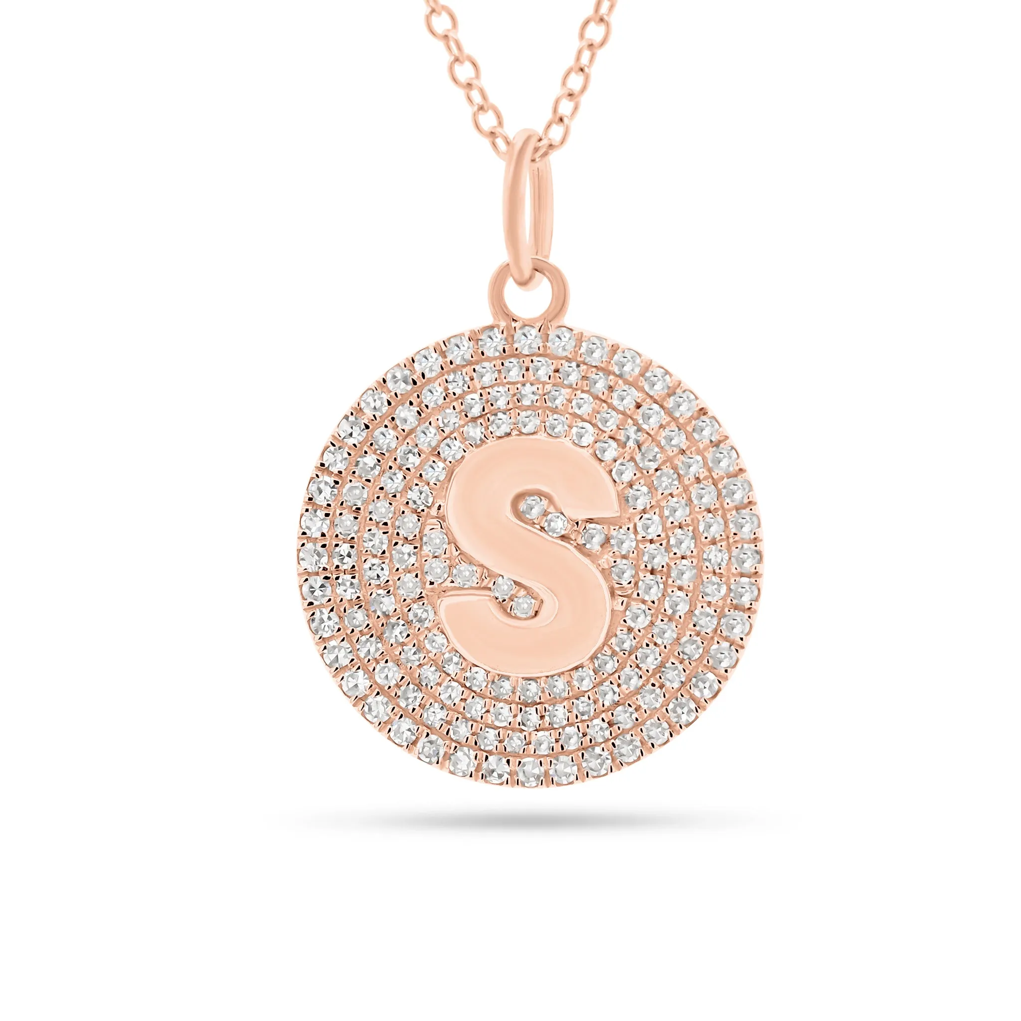 Pave Diamond Initial Disc Pendant