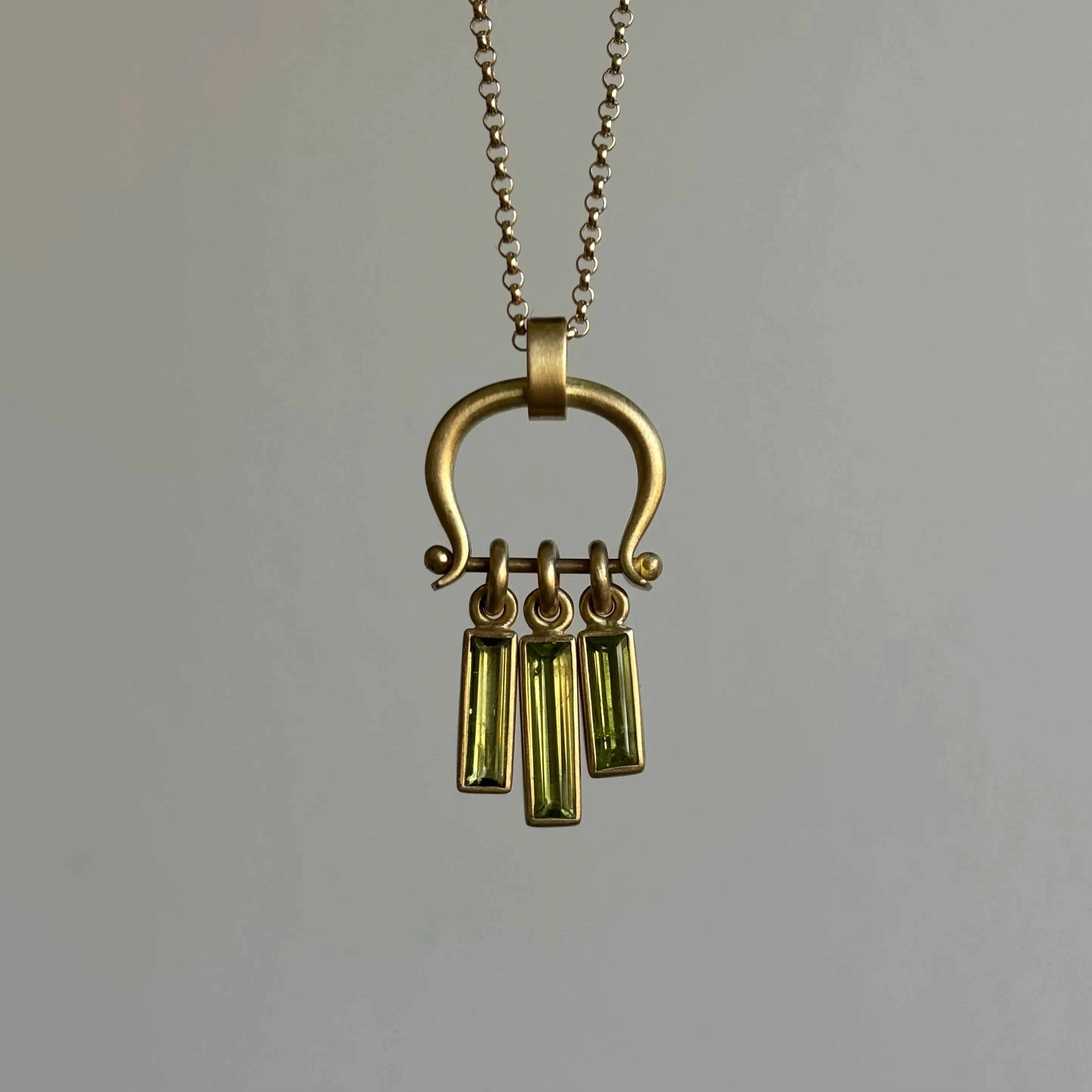 Peridot Baguette Lyre Necklace