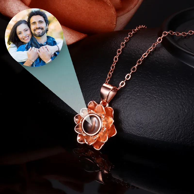 Personalized Photo Projection Flower Pendant