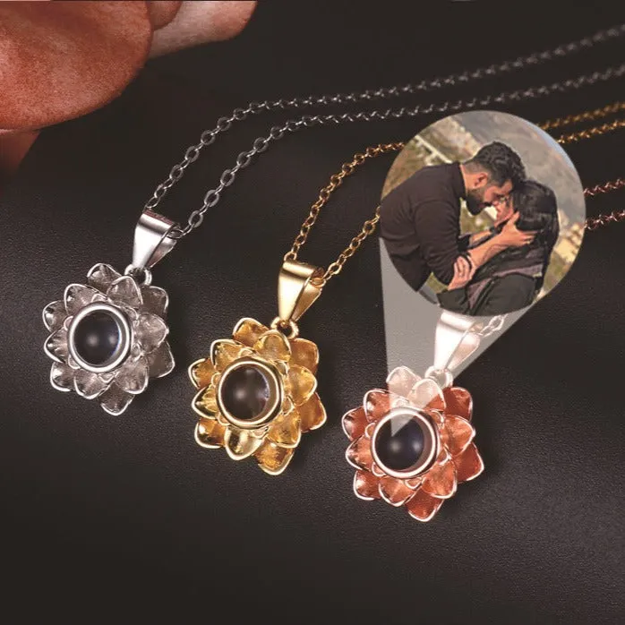 Personalized Photo Projection Flower Pendant