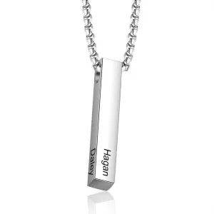 Personalized Stainless Steal Vertical Bar Necklace with 4 names