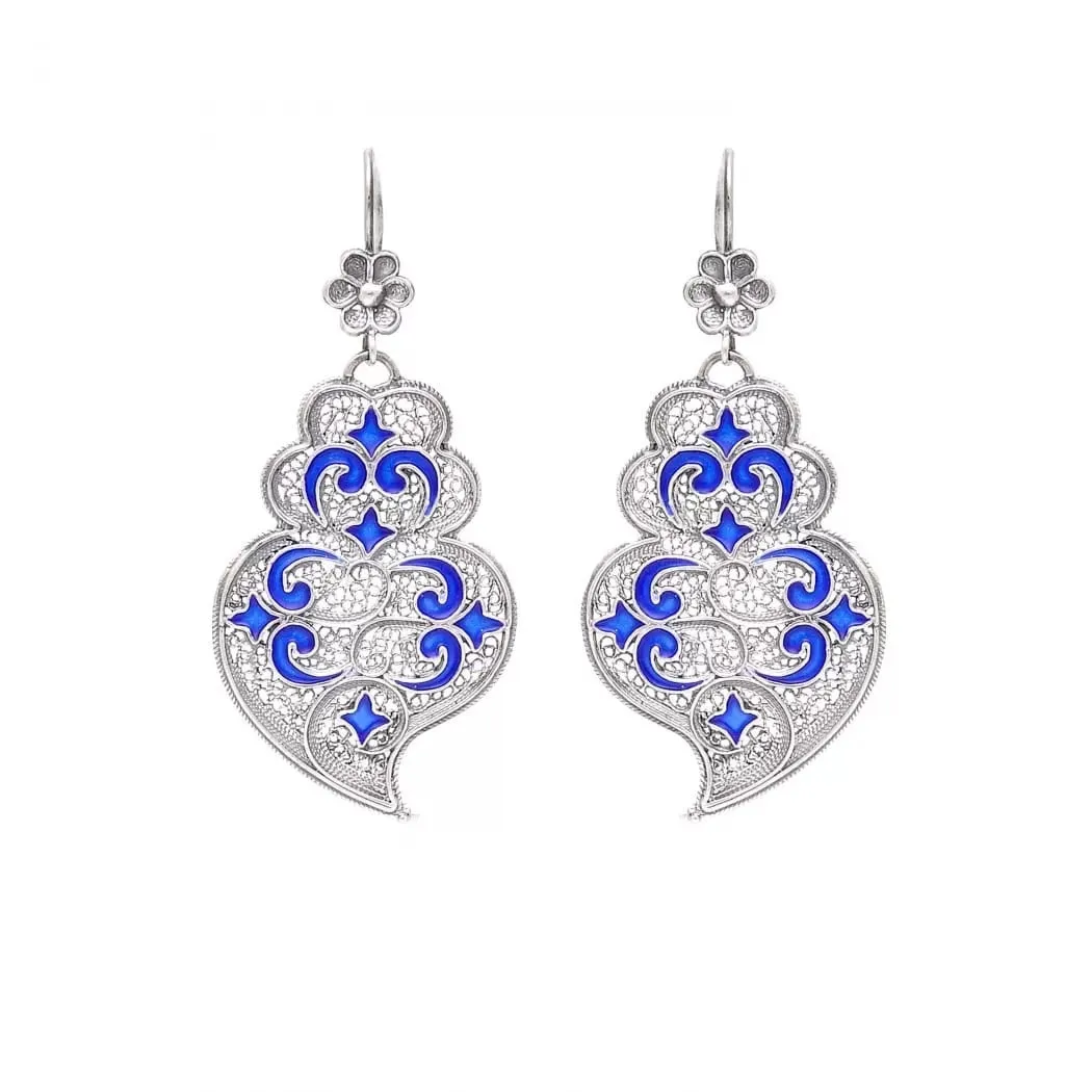 Portugal Jewels - Heart of Viana Azulejo Earrings