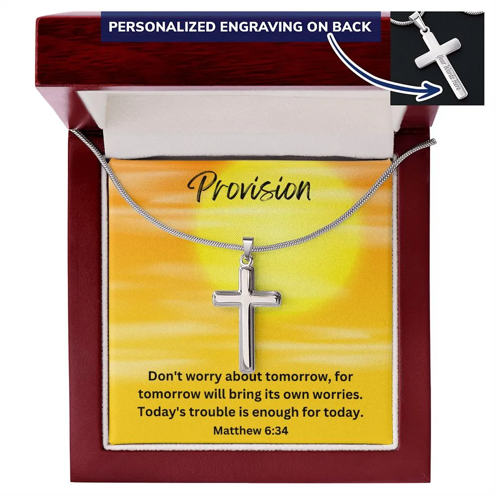 Provision Personalized Stainless Steel Cross Necklace, Cross Pendant, Holy Confirmation, Gift from Godparent, Gift from Parents, Confirmation Necklace, Baptism Gift, First Communion, Faith, Christening, Confirmation, Cross Necklace