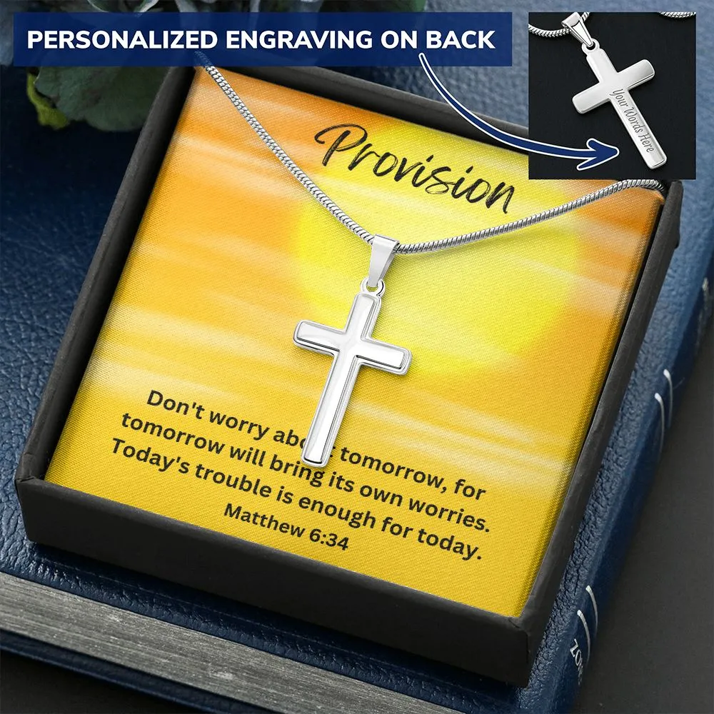 Provision Personalized Stainless Steel Cross Necklace, Cross Pendant, Holy Confirmation, Gift from Godparent, Gift from Parents, Confirmation Necklace, Baptism Gift, First Communion, Faith, Christening, Confirmation, Cross Necklace