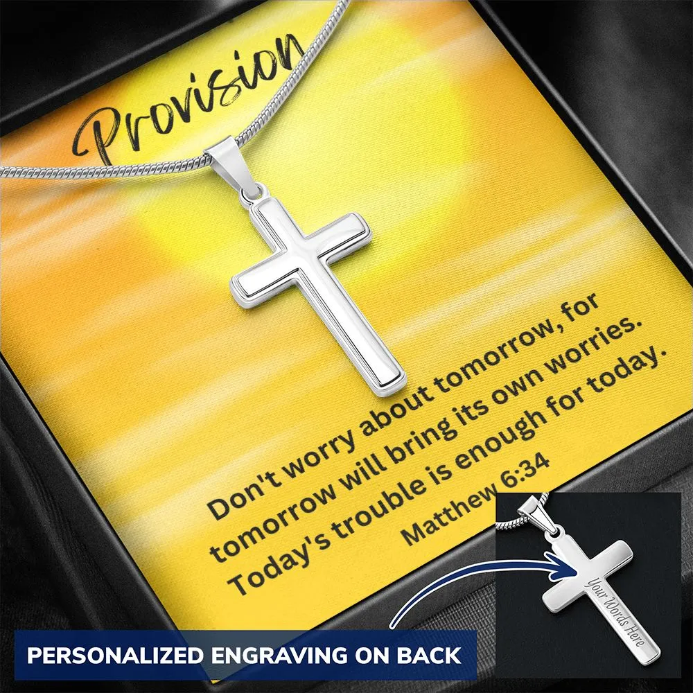 Provision Personalized Stainless Steel Cross Necklace, Cross Pendant, Holy Confirmation, Gift from Godparent, Gift from Parents, Confirmation Necklace, Baptism Gift, First Communion, Faith, Christening, Confirmation, Cross Necklace