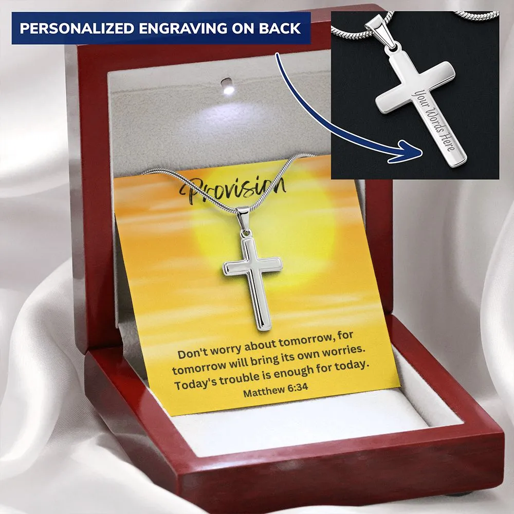 Provision Personalized Stainless Steel Cross Necklace, Cross Pendant, Holy Confirmation, Gift from Godparent, Gift from Parents, Confirmation Necklace, Baptism Gift, First Communion, Faith, Christening, Confirmation, Cross Necklace