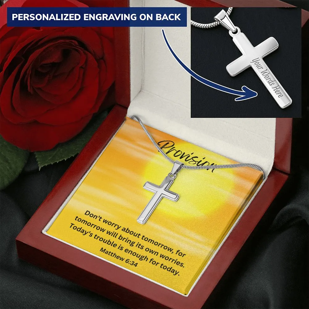 Provision Personalized Stainless Steel Cross Necklace, Cross Pendant, Holy Confirmation, Gift from Godparent, Gift from Parents, Confirmation Necklace, Baptism Gift, First Communion, Faith, Christening, Confirmation, Cross Necklace