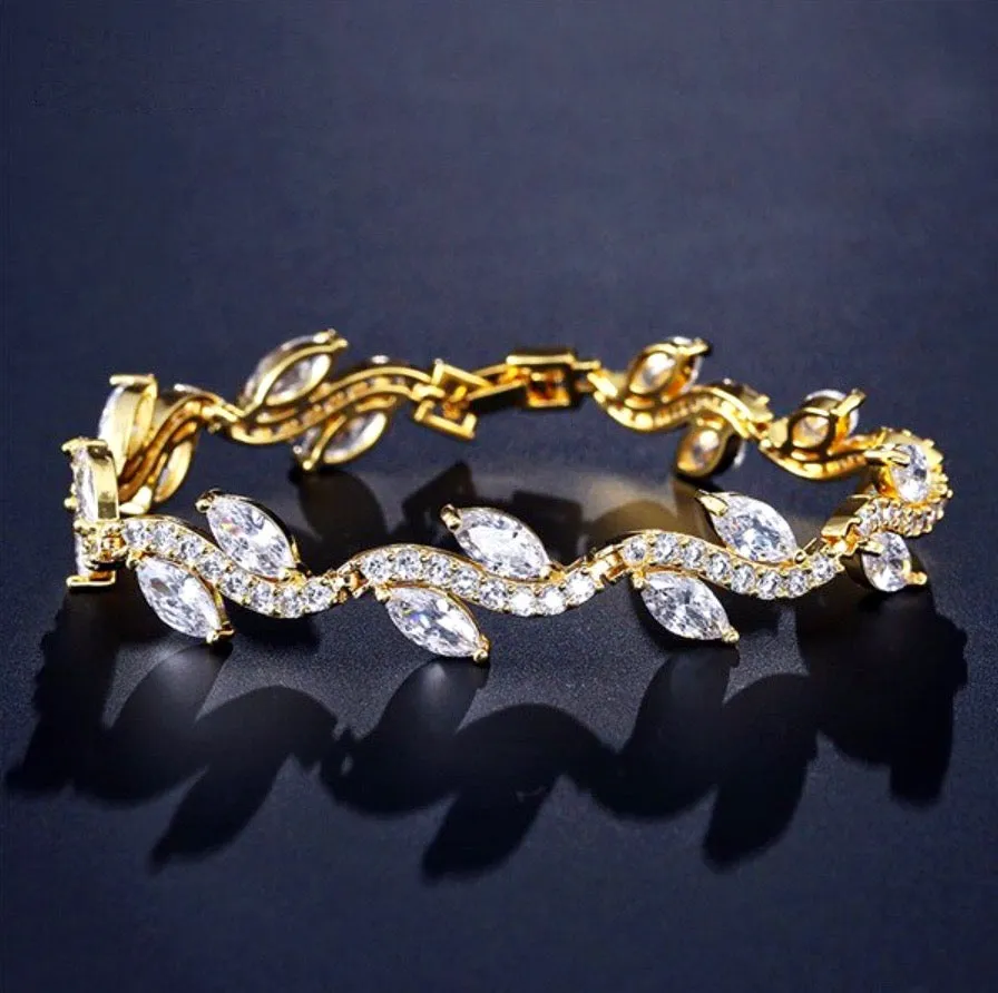 "Emily" - Cubic Zirconia Bridal Bracelet - Available in Silver, Rose Gold and Yellow Gold