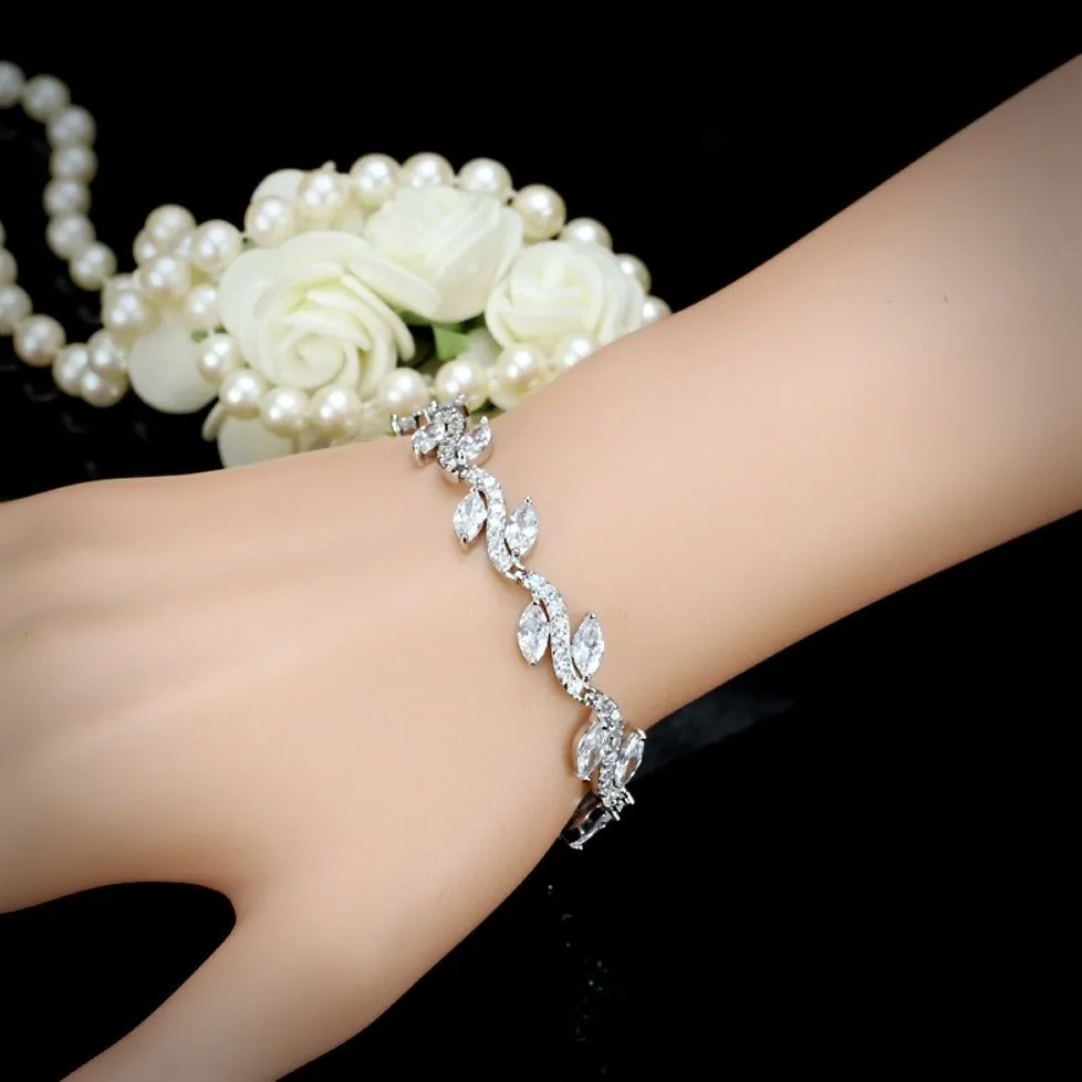 "Emily" - Cubic Zirconia Bridal Bracelet - Available in Silver, Rose Gold and Yellow Gold