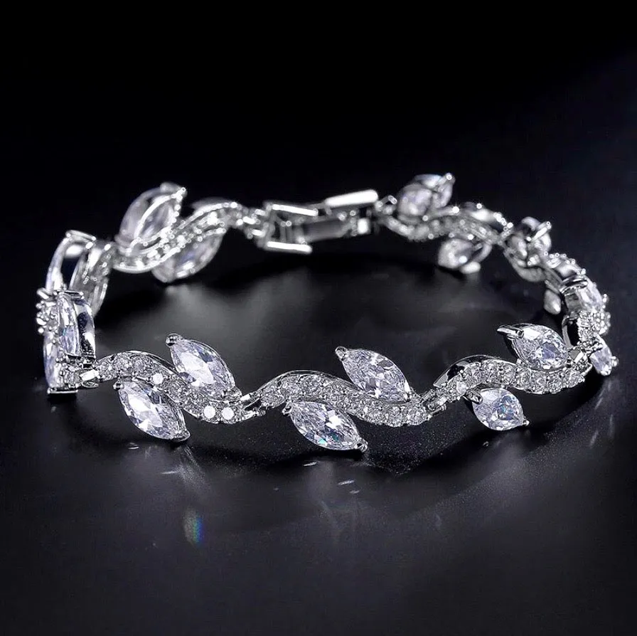 "Emily" - Cubic Zirconia Bridal Bracelet - Available in Silver, Rose Gold and Yellow Gold