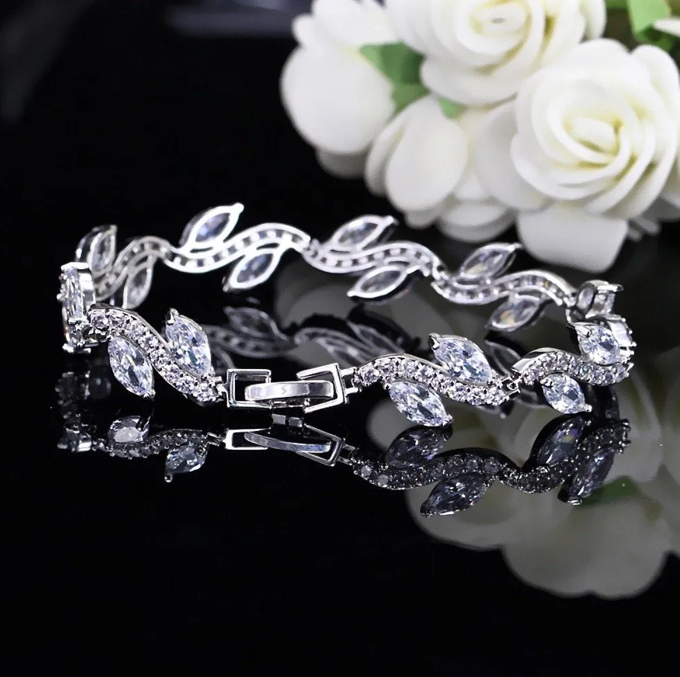 "Emily" - Cubic Zirconia Bridal Bracelet - Available in Silver, Rose Gold and Yellow Gold