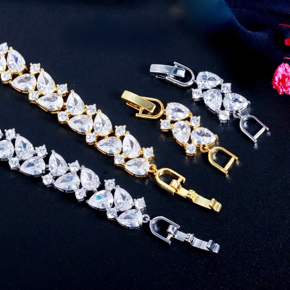 "Jessica" - Cubic Zirconia Bridal Bracelet - Available in Silver, Rose Gold and Yellow Gold