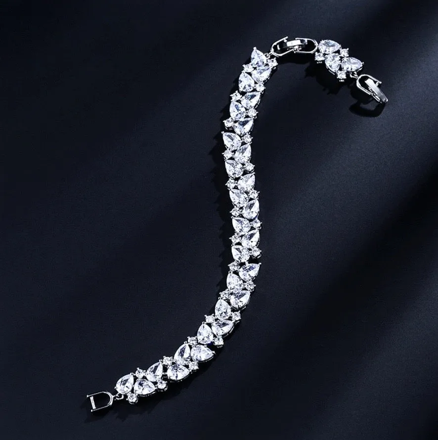 "Jessica" - Cubic Zirconia Bridal Bracelet - Available in Silver, Rose Gold and Yellow Gold