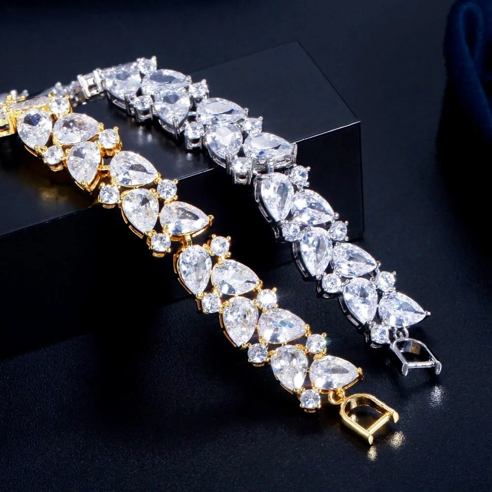 "Jessica" - Cubic Zirconia Bridal Bracelet - Available in Silver, Rose Gold and Yellow Gold