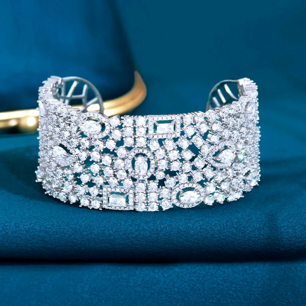 "Marrakesh" - Luxury Cubic Zirconia Bridal Cuff Bracelet