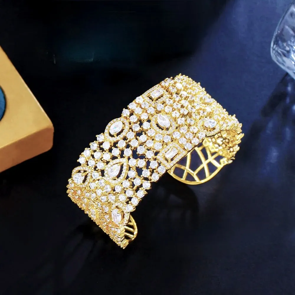 "Marrakesh" - Luxury Cubic Zirconia Bridal Cuff Bracelet