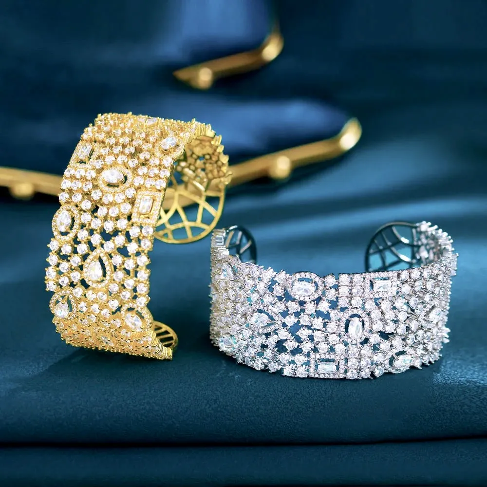 "Marrakesh" - Luxury Cubic Zirconia Bridal Cuff Bracelet