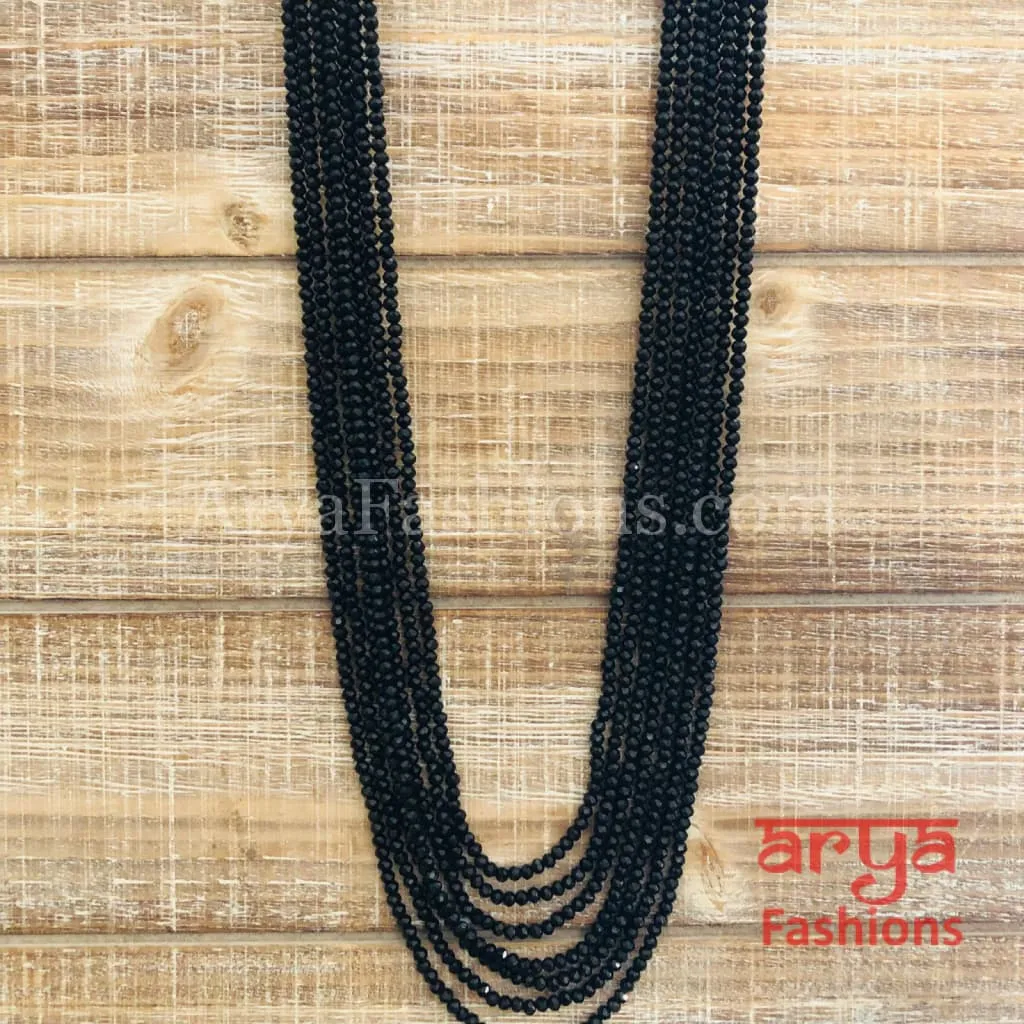 Razvi Black Beads Multilayer Multi-strand Beaded Necklace