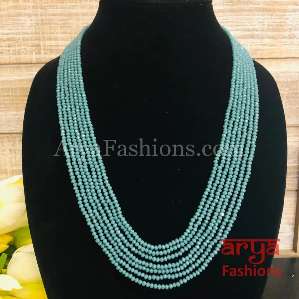 Razvi Blue Beads Multilayer Multi-strand Beaded Necklace