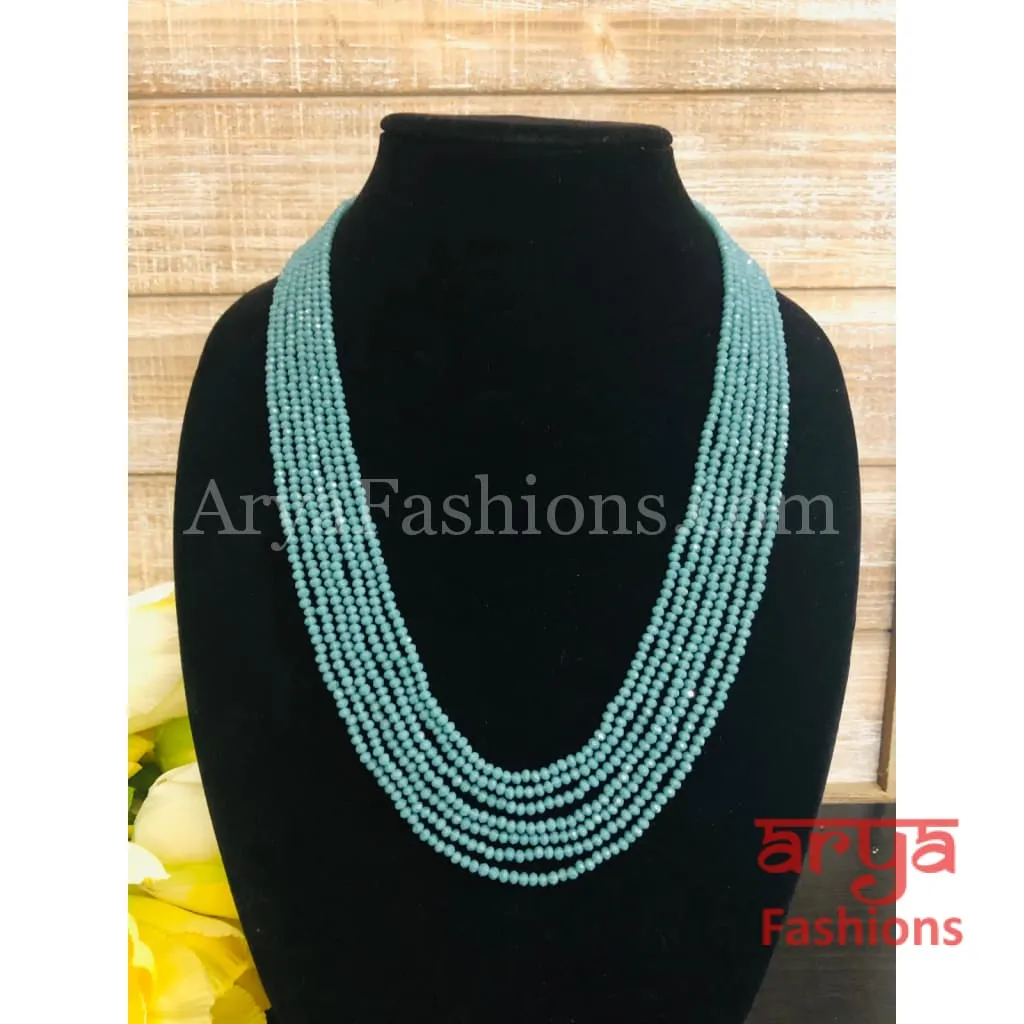 Razvi Blue Beads Multilayer Multi-strand Beaded Necklace