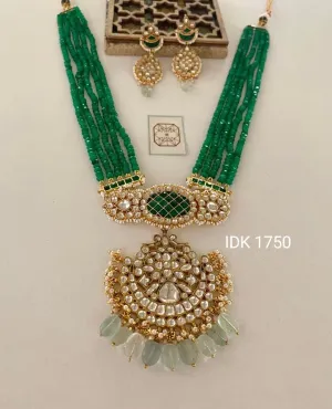 Remna Green Kundan Necklace Statement Necklace Set