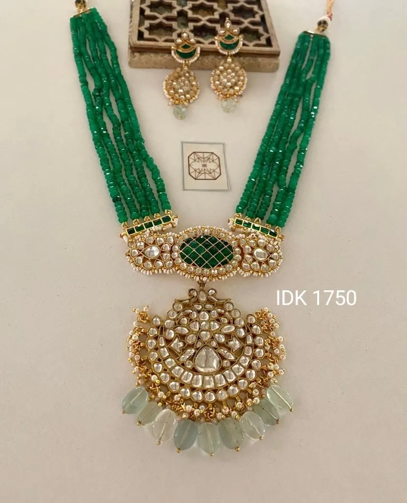 Remna Green Kundan Necklace Statement Necklace Set