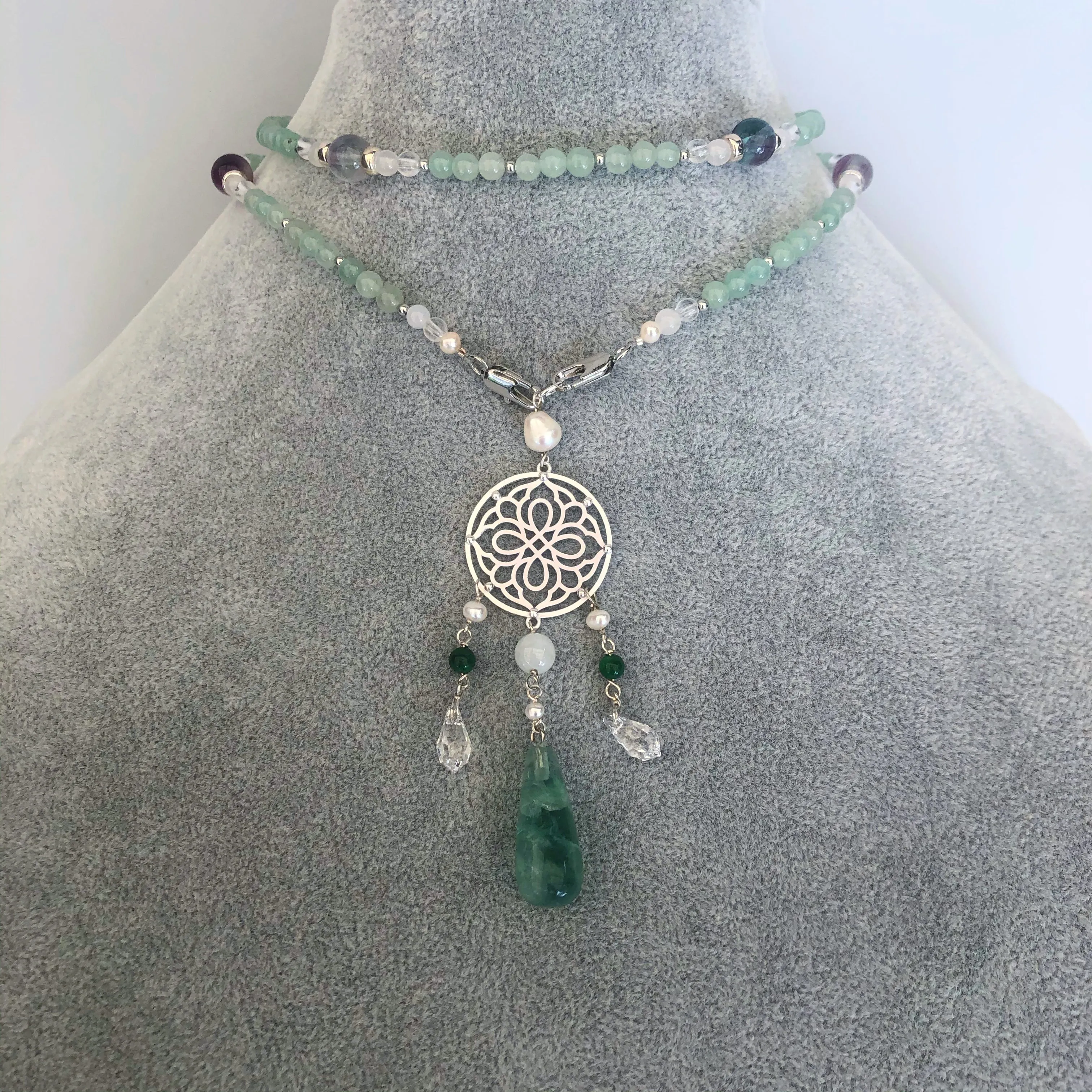 Return to Origin Beaded Aventurine Necklace 28 Inch