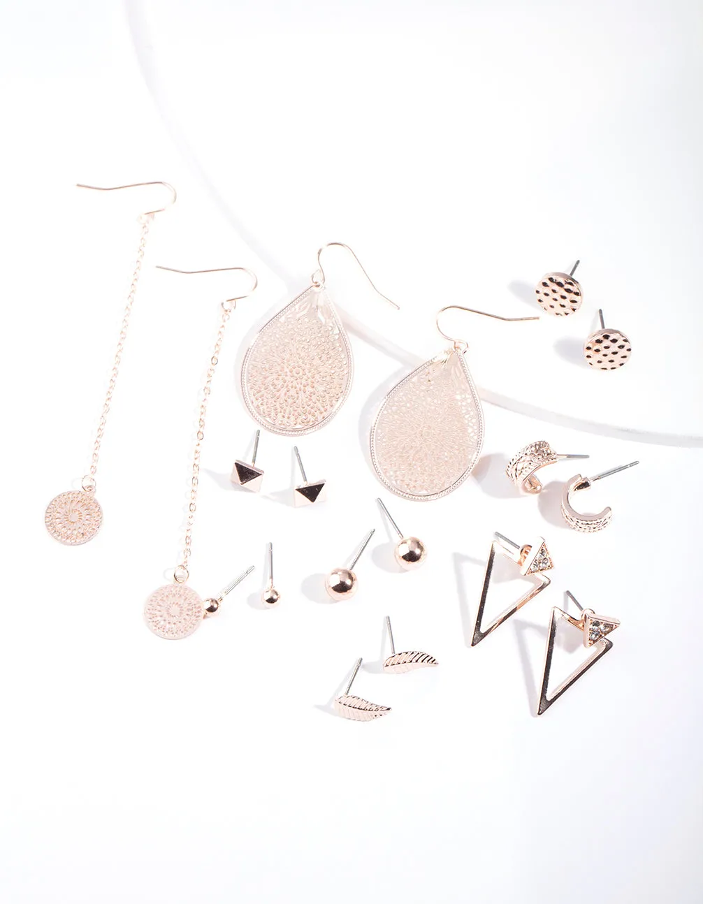 Rose Gold Filigree Earring 9 Pack