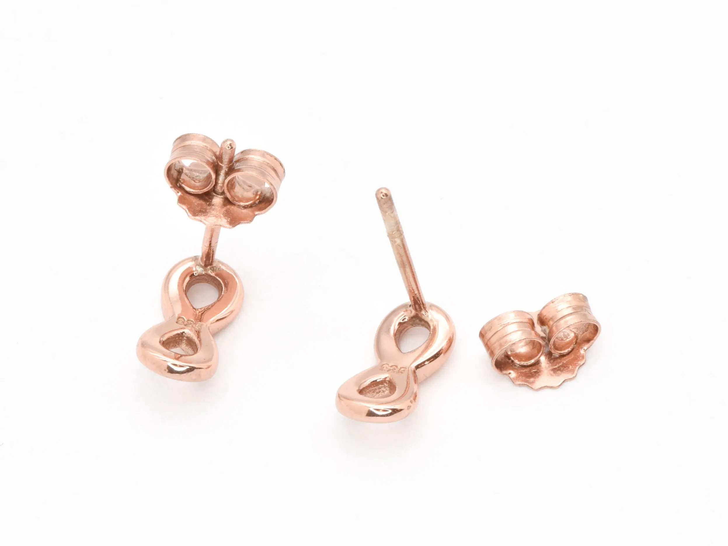 Rose Gold Infinity Earrings - Dainty Pink Studs - Minimalist Infinity Earrings