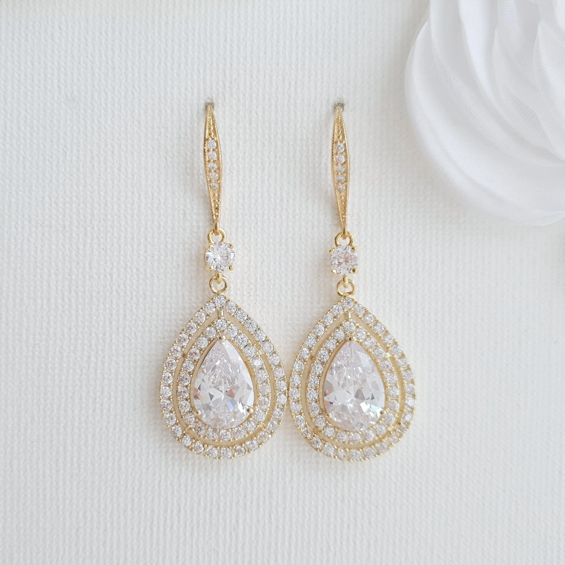 Rose Gold Large Teardrop Dangle Earrings-Joni